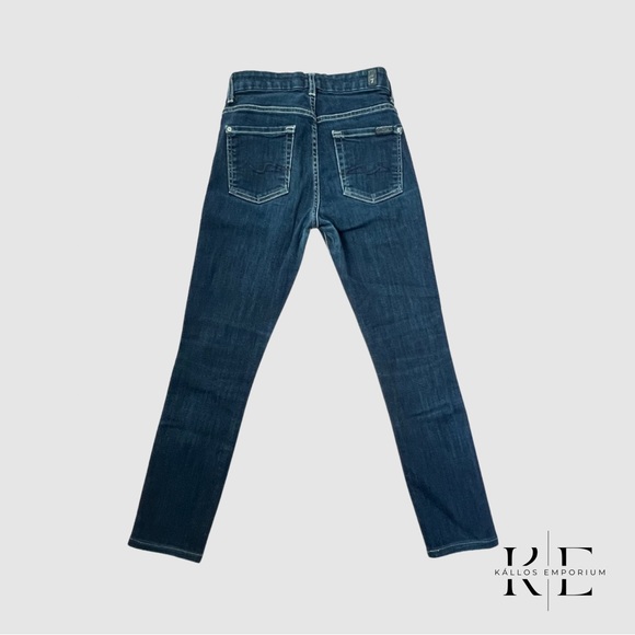 7 For All Mankind Blue High Rise Gwenevere Straight Jeans - Picture 2 of 2